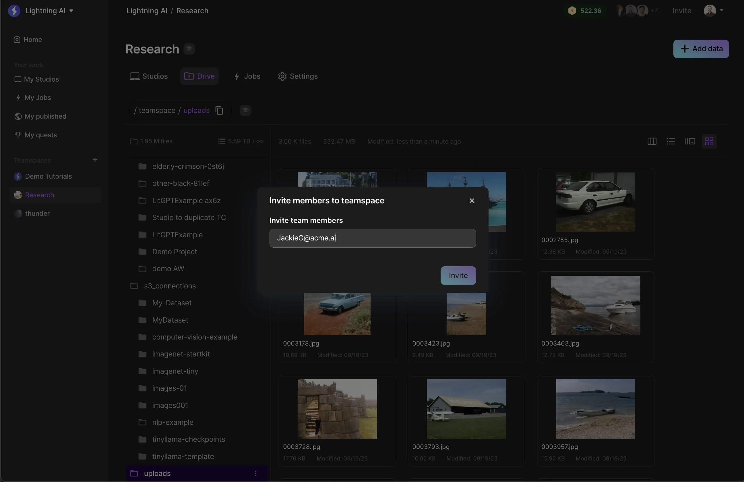 Invite members to your teamspace.